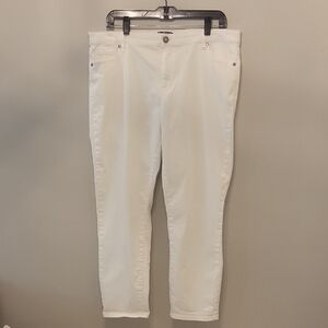 Buffalo David Bityon White Women's Pants Size 16/36 Mid-rise Stretch Skinny